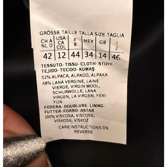 Max Mara Studio Boucle Coat Wool Alpaca Women L Large Funnel Neck - Picture 8 of 10